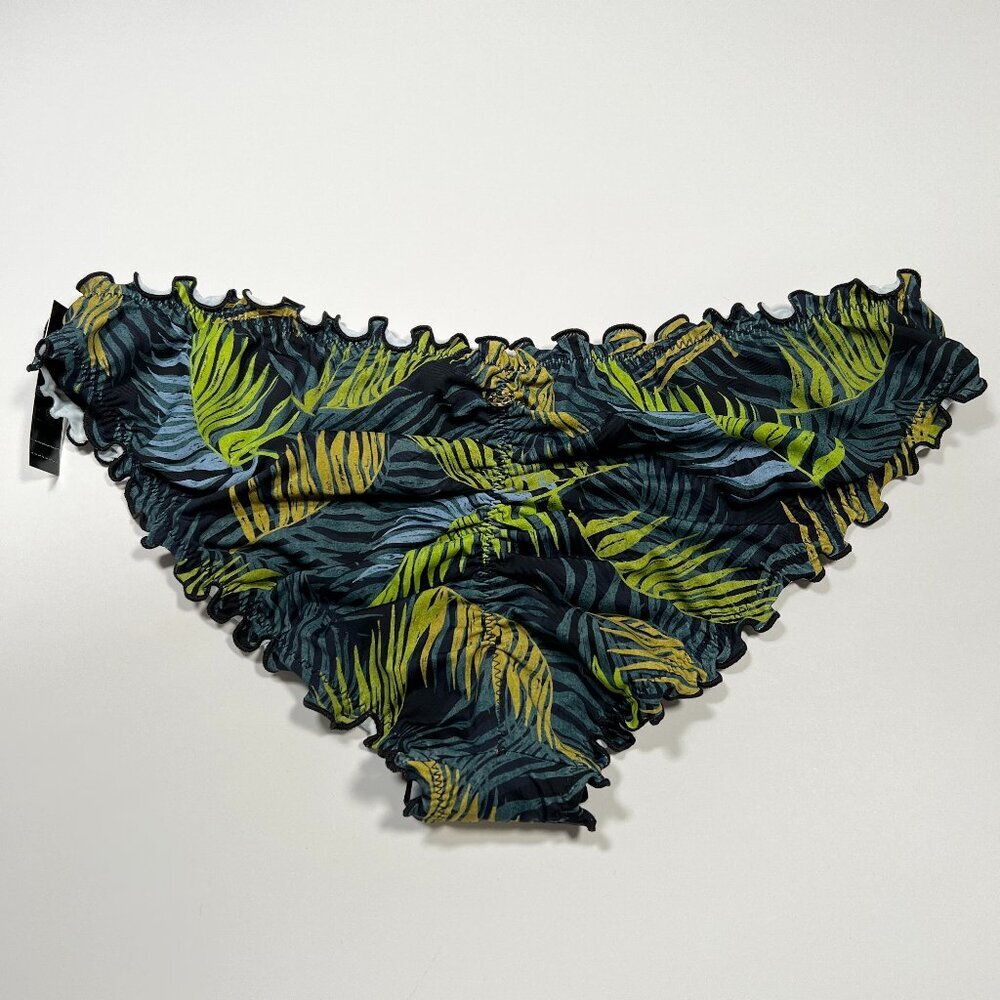 Victoria Secret Medium M Bikini Bottom Ruffle Cheeky Ruched Back Palm Royale